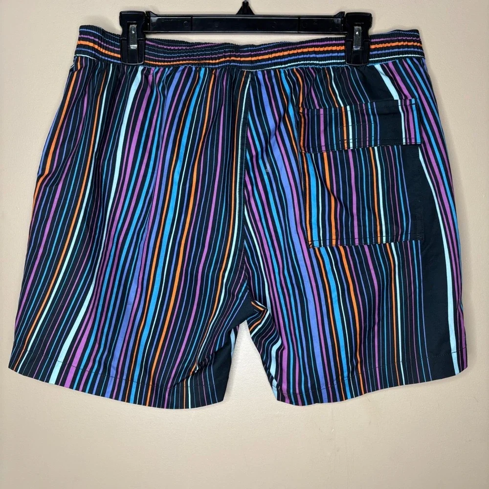 Psycho Bunny Adkins Mens Medium Striped Swim Trunks Lined Summer Vacation